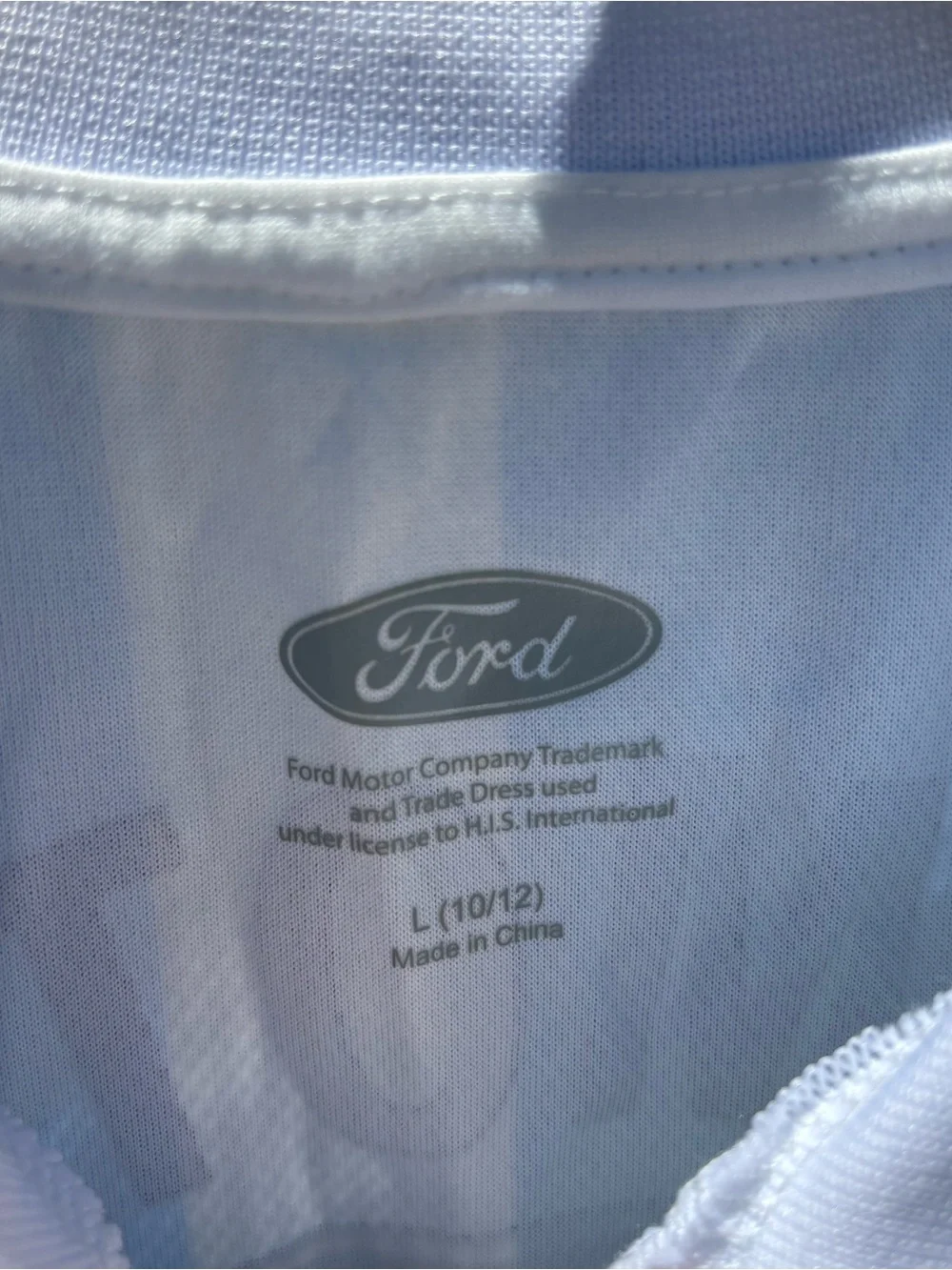 Ford Bronco XLT Striped Polo Tee in Light Blue & White